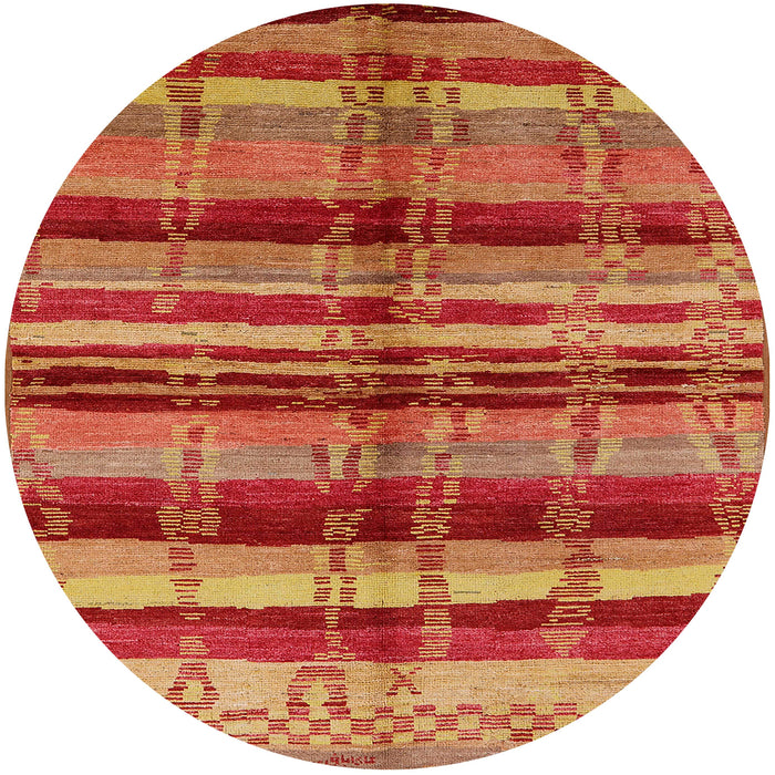 Round Machine Washable Industrial Modern Orange Rug, wshurb1303