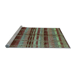 Sideview of Machine Washable Oriental Light Blue Industrial Rug, wshurb1303lblu