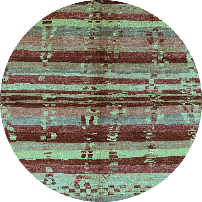 Round Oriental Light Blue Industrial Rug, urb1303lblu