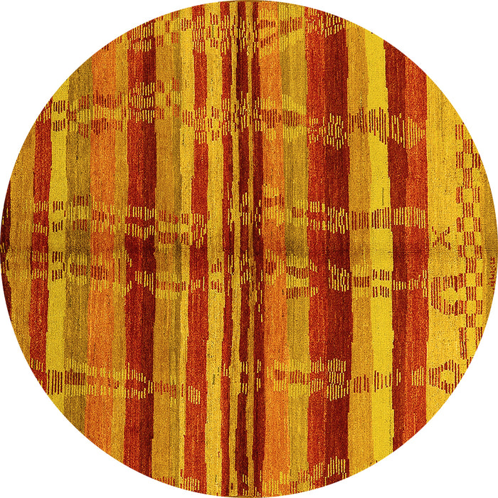 Round Machine Washable Oriental Yellow Industrial Rug, wshurb1303yw