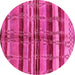 Round Machine Washable Oriental Pink Industrial Rug, wshurb1303pnk