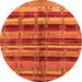 Round Machine Washable Oriental Orange Industrial Area Rugs, wshurb1303org