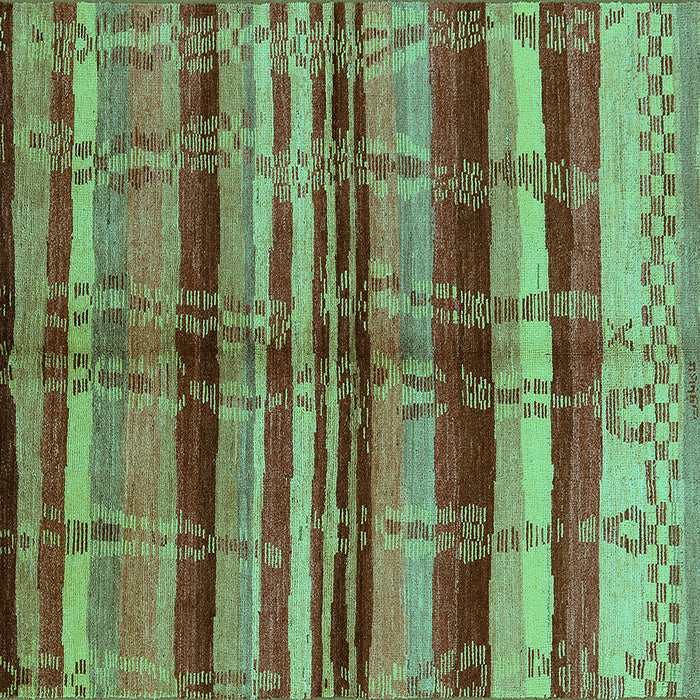 Square Oriental Turquoise Industrial Rug, urb1303turq