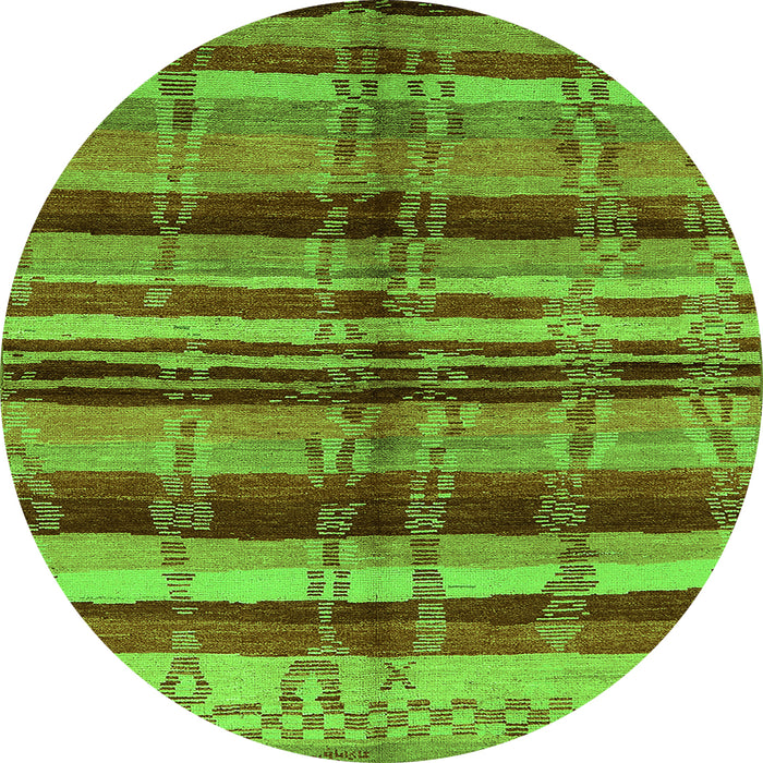 Round Oriental Green Industrial Rug, urb1303grn