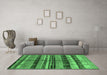 Machine Washable Oriental Emerald Green Industrial Area Rugs in a Living Room,, wshurb1303emgrn