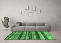 Machine Washable Oriental Emerald Green Industrial Rug, wshurb1303emgrn