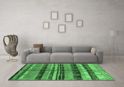Machine Washable Oriental Emerald Green Industrial Area Rugs in a Living Room,, wshurb1303emgrn