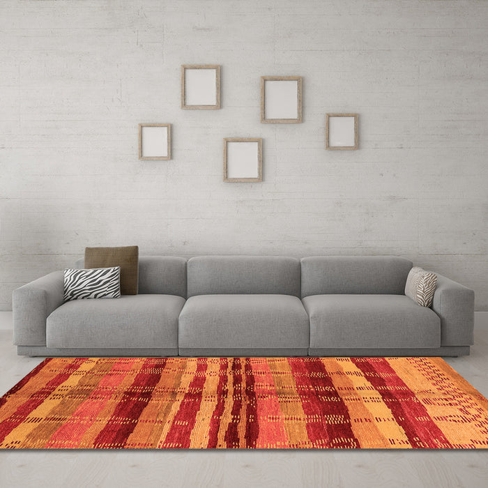 Machine Washable Oriental Orange Industrial Area Rugs in a Living Room, wshurb1303org