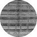 Round Machine Washable Oriental Gray Industrial Rug, wshurb1303gry
