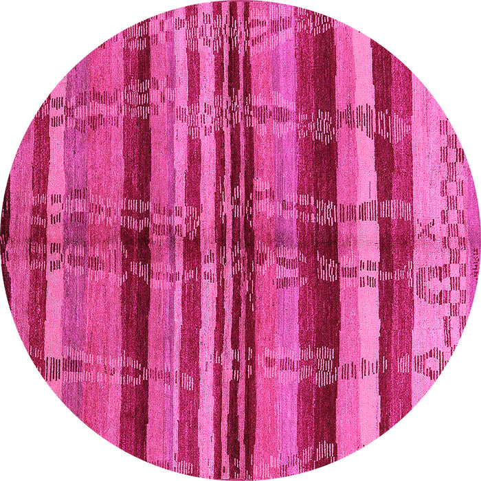 Round Oriental Pink Industrial Rug, urb1303pnk