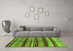 Machine Washable Oriental Green Industrial Area Rugs in a Living Room,, wshurb1303grn