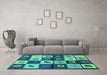 Machine Washable Oriental Turquoise Industrial Area Rugs in a Living Room,, wshurb1304turq