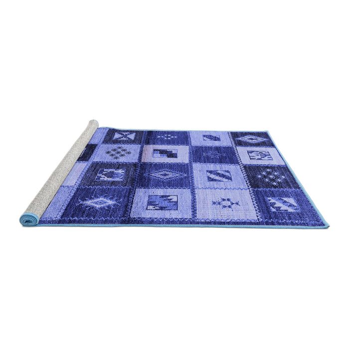 Sideview of Machine Washable Oriental Blue Industrial Rug, wshurb1304blu