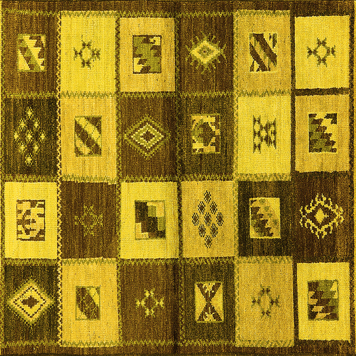 Square Oriental Yellow Industrial Rug, urb1304yw