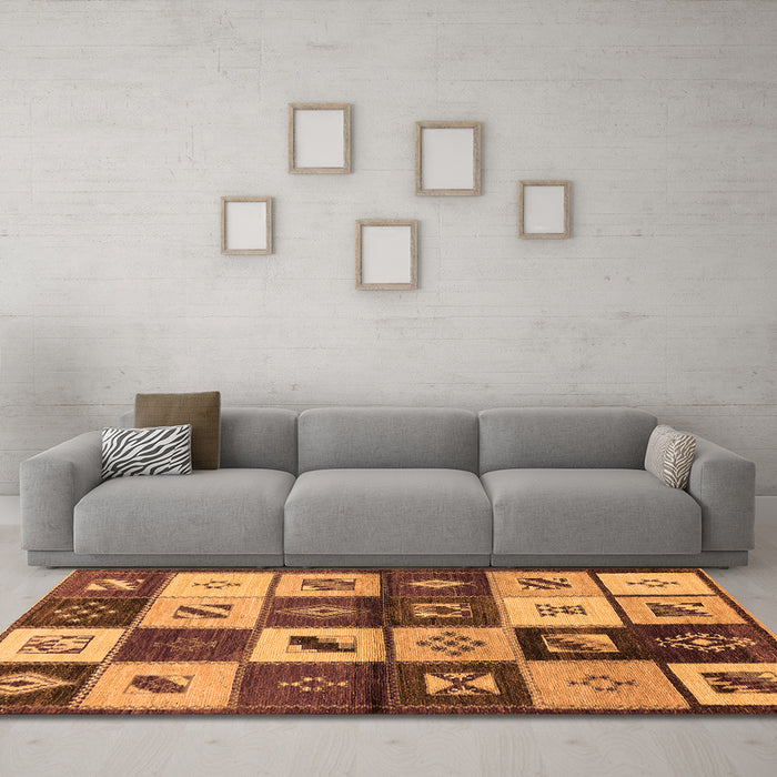 Machine Washable Oriental Orange Industrial Area Rugs in a Living Room, wshurb1304org