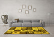 Machine Washable Oriental Yellow Industrial Rug in a Living Room, wshurb1304yw