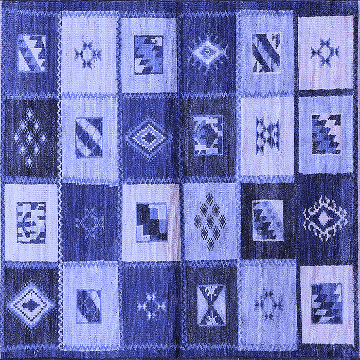 Square Machine Washable Oriental Blue Industrial Rug, wshurb1304blu