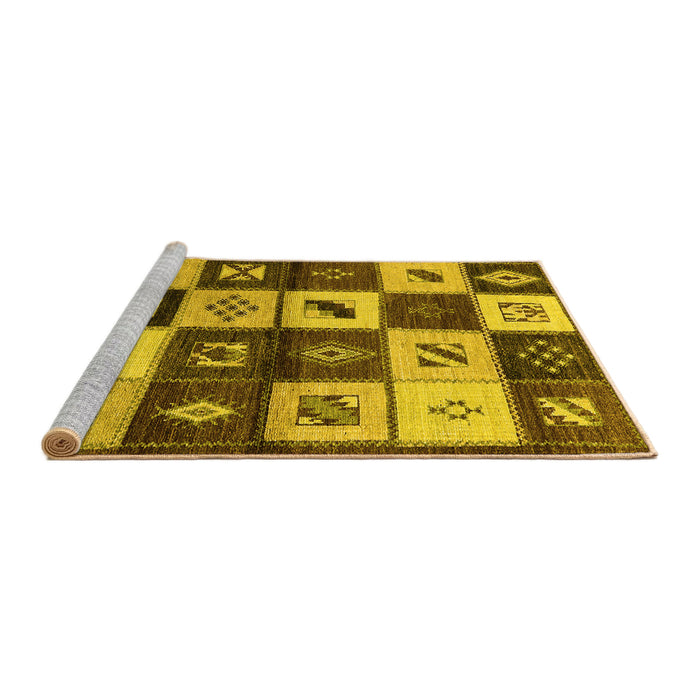 Sideview of Machine Washable Oriental Yellow Industrial Rug, wshurb1304yw