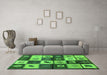 Machine Washable Oriental Green Industrial Area Rugs in a Living Room,, wshurb1304grn