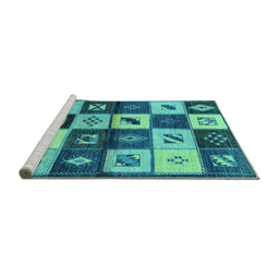 Sideview of Machine Washable Oriental Turquoise Industrial Area Rugs, wshurb1304turq