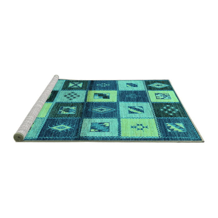 Sideview of Machine Washable Oriental Turquoise Industrial Area Rugs, wshurb1304turq