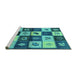 Sideview of Machine Washable Oriental Turquoise Industrial Area Rugs, wshurb1304turq