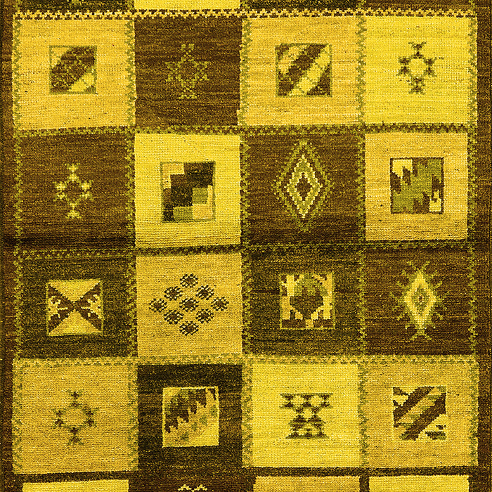 Machine Washable Oriental Yellow Industrial Rug, wshurb1304yw