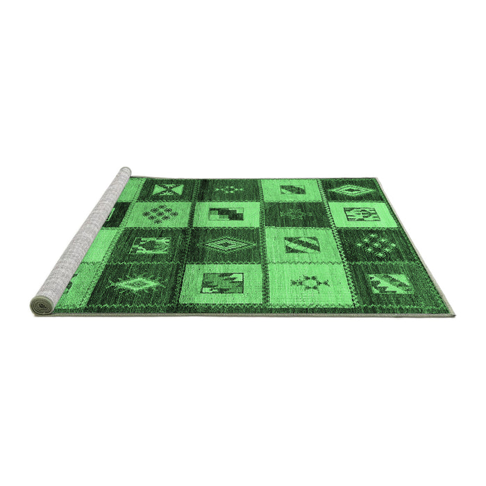 Sideview of Machine Washable Oriental Emerald Green Industrial Area Rugs, wshurb1304emgrn