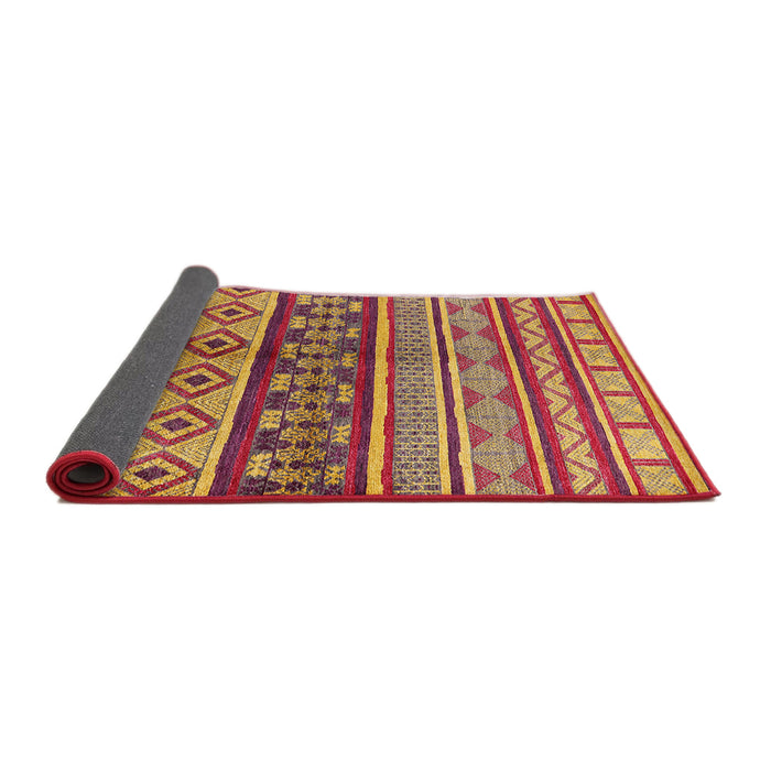 Sideview of Mid-Century Modern Bright Maroon Red Oriental Rug, urb1305