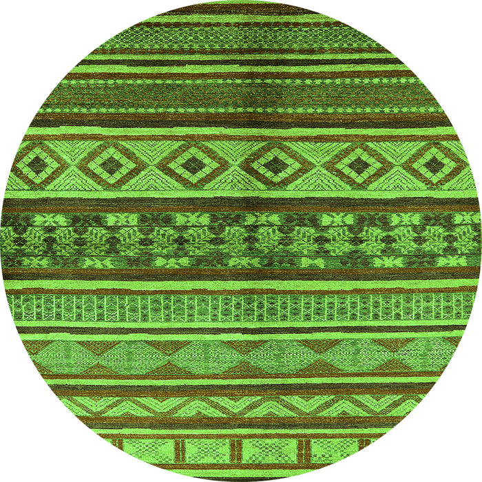 Round Oriental Green Industrial Rug, urb1305grn