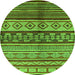 Round Oriental Green Industrial Rug, urb1305grn