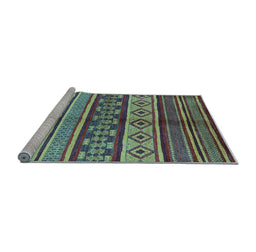 Sideview of Machine Washable Oriental Light Blue Industrial Rug, wshurb1305lblu