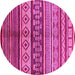 Round Machine Washable Oriental Pink Industrial Rug, wshurb1305pnk