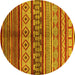 Round Oriental Yellow Industrial Rug, urb1305yw