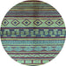 Round Oriental Light Blue Industrial Rug, urb1305lblu