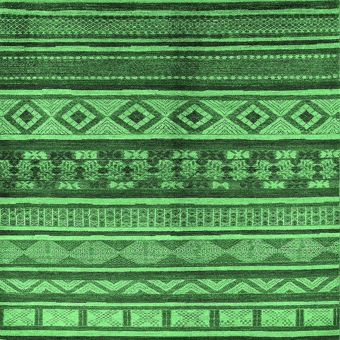 Square Machine Washable Oriental Emerald Green Industrial Area Rugs, wshurb1305emgrn