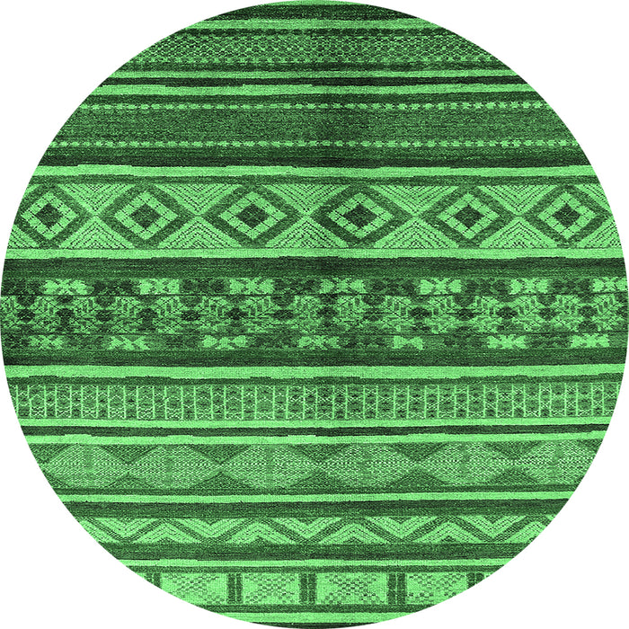 Round Machine Washable Oriental Emerald Green Industrial Area Rugs, wshurb1305emgrn