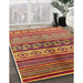 Mid-Century Modern Bright Maroon Red Oriental Rug in Family Room, urb1305