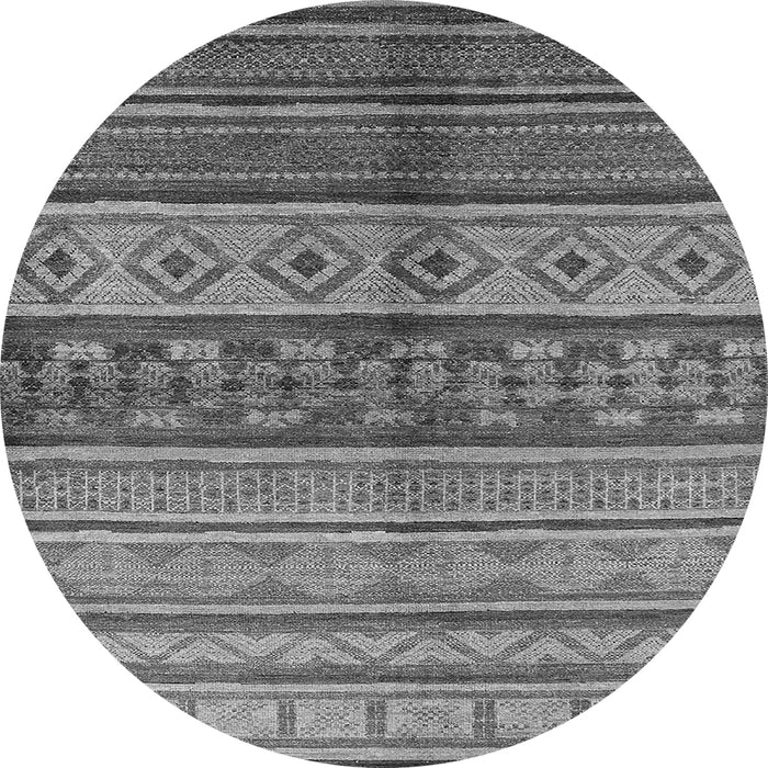 Round Machine Washable Oriental Gray Industrial Rug, wshurb1305gry
