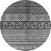 Round Machine Washable Oriental Gray Industrial Rug, wshurb1305gry