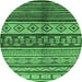 Round Oriental Emerald Green Industrial Rug, urb1305emgrn