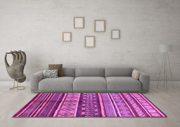 Machine Washable Oriental Purple Industrial Area Rugs in a Living Room, wshurb1305pur