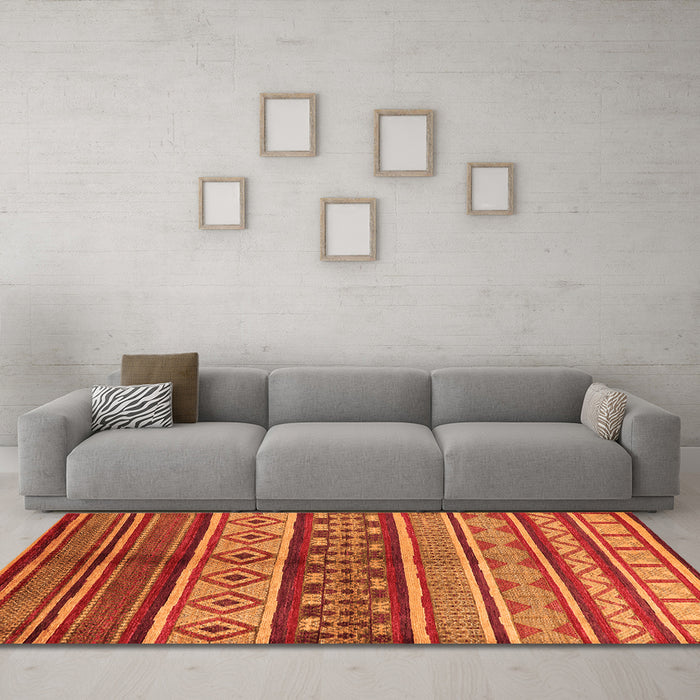 Machine Washable Oriental Orange Industrial Area Rugs in a Living Room, wshurb1305org