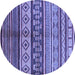 Round Oriental Blue Industrial Rug, urb1305blu