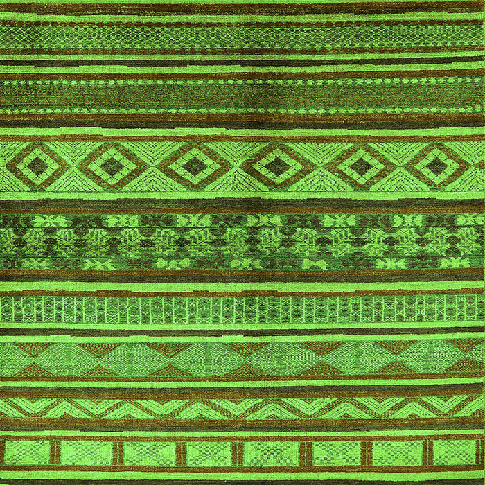 Square Machine Washable Oriental Green Industrial Area Rugs, wshurb1305grn