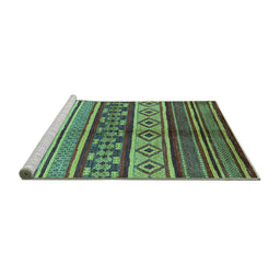 Sideview of Machine Washable Oriental Turquoise Industrial Area Rugs, wshurb1305turq