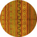 Round Oriental Yellow Industrial Rug, urb1306yw