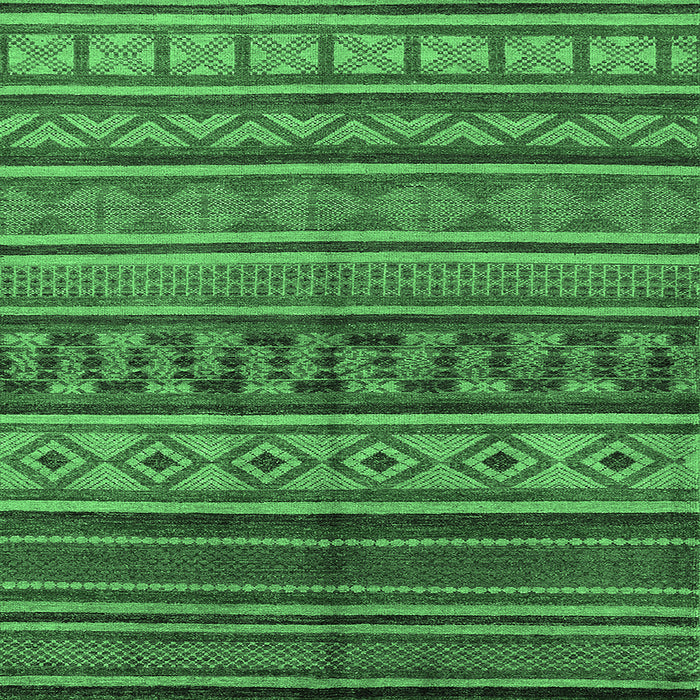 Square Machine Washable Oriental Emerald Green Industrial Area Rugs, wshurb1306emgrn