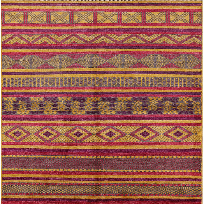 Square Machine Washable Industrial Modern Crimson Red Rug, wshurb1306