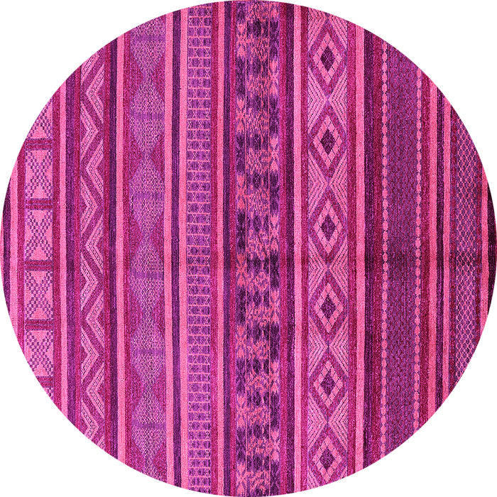 Round Machine Washable Oriental Pink Industrial Rug, wshurb1306pnk